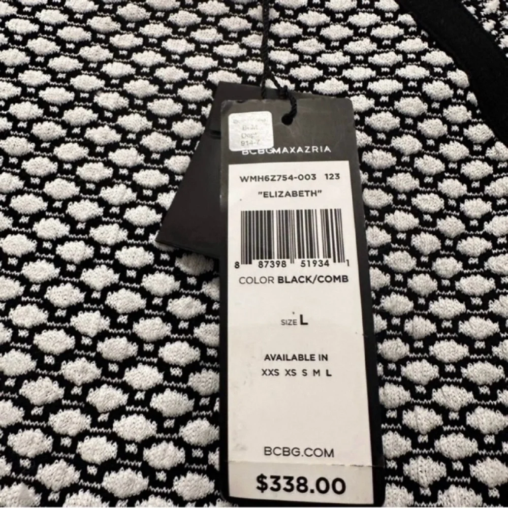 🔥 NWT! BCBGMaxAzria Black and White Elizabeth Bodycon Dress - Size L